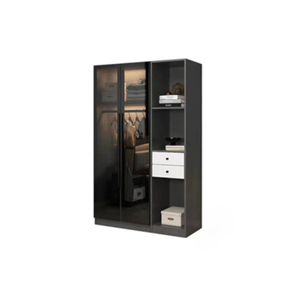 Contemporary Home Wardrobe Armoire Black Glass Wardrobe Cabinet