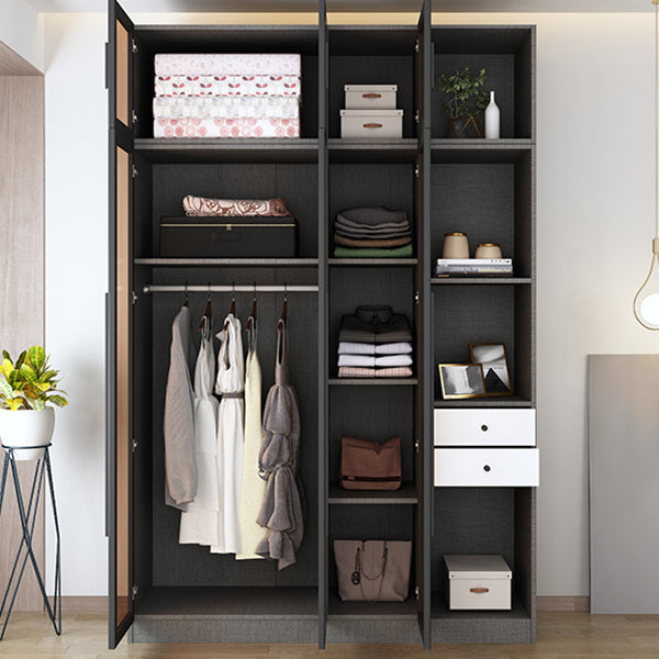 Contemporary Home Wardrobe Armoire Black Glass Wardrobe Cabinet