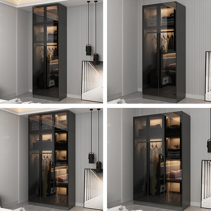 Contemporary Home Wardrobe Armoire Black Glass Wardrobe Cabinet