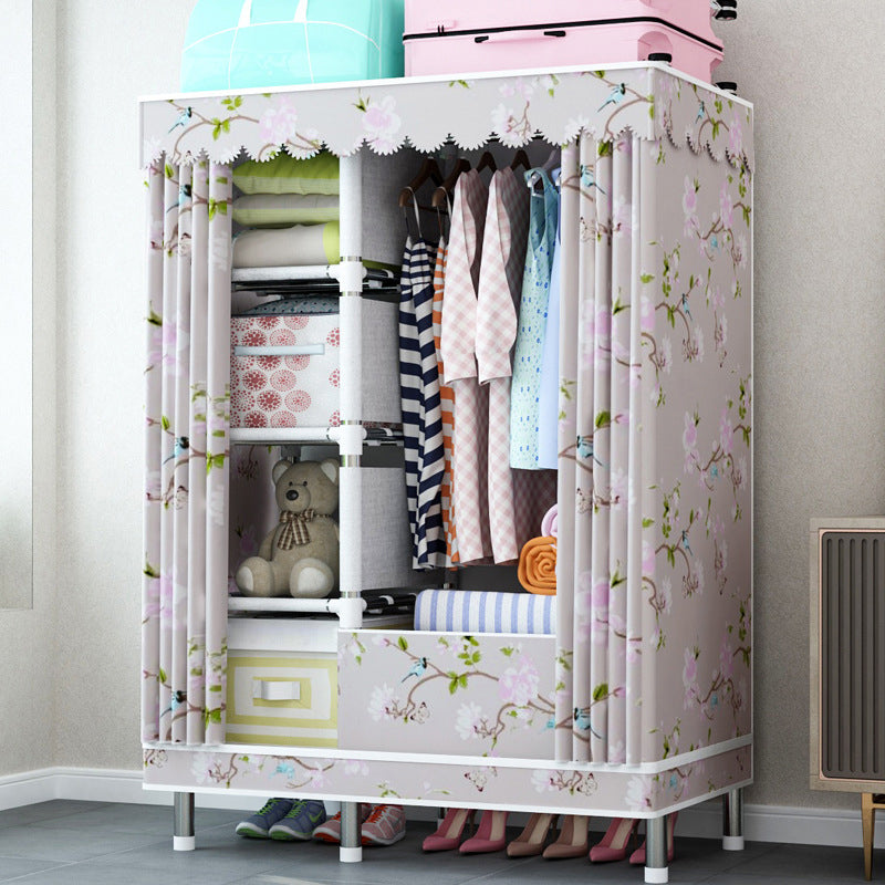 Contemporary Home Wardrobe Armoire Steel Frame Wardrobe with Shelves