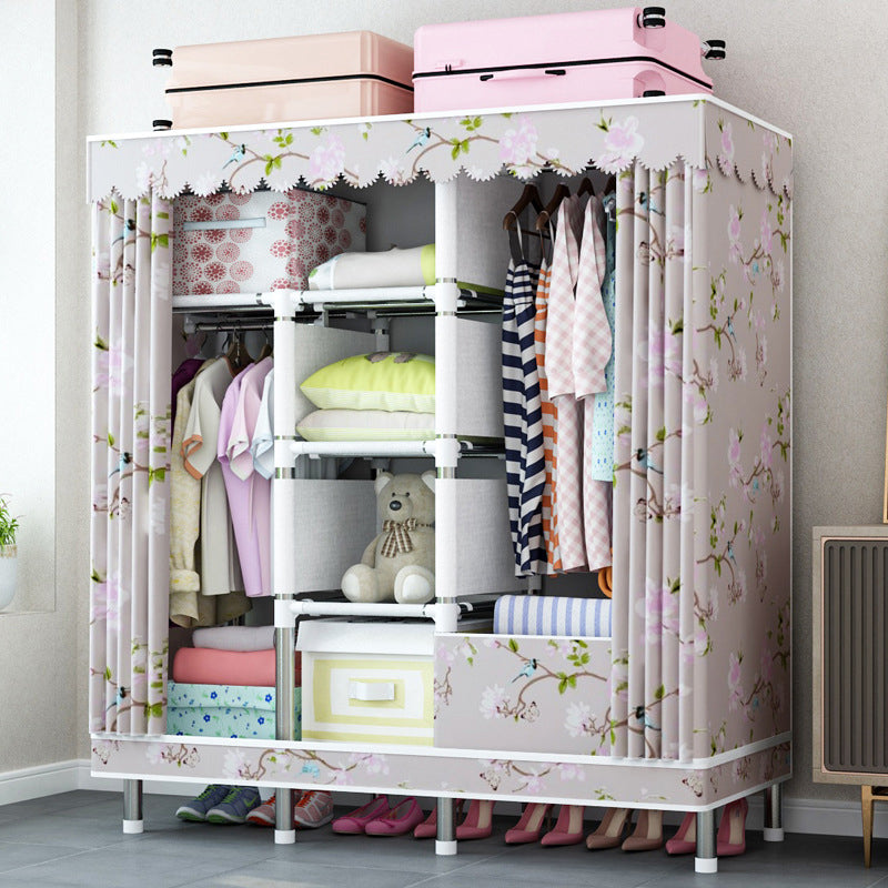 Contemporary Home Wardrobe Armoire Steel Frame Wardrobe with Shelves