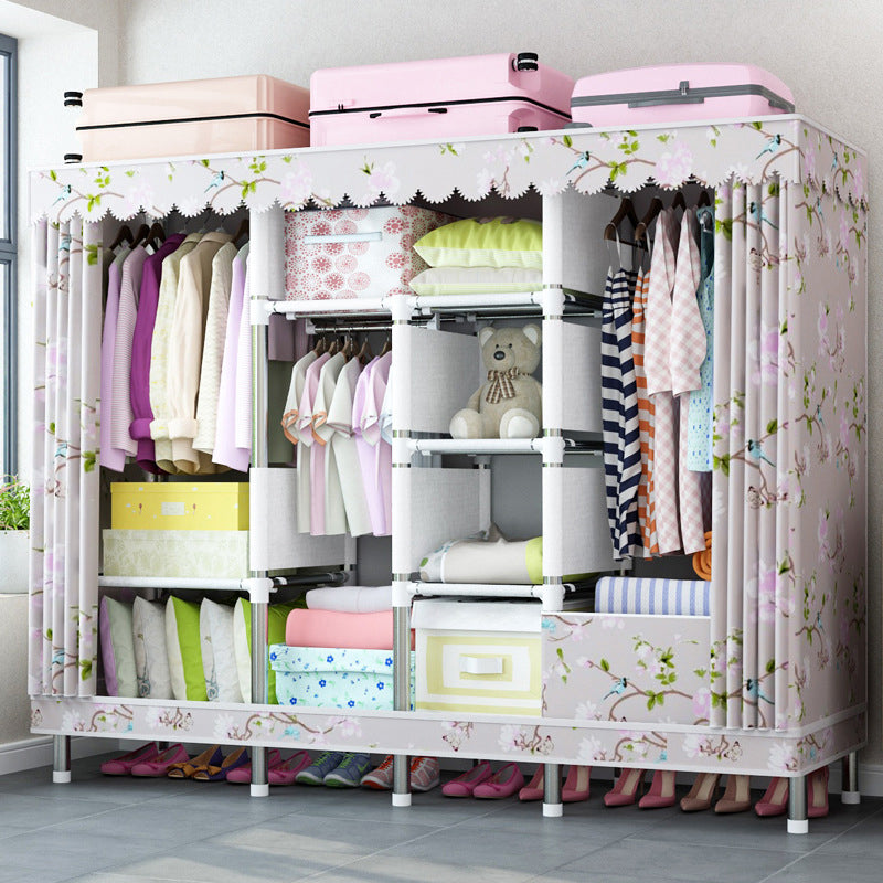 Contemporary Home Wardrobe Armoire Steel Frame Wardrobe with Shelves