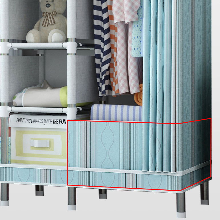 Contemporary Home Wardrobe Armoire Steel Frame Wardrobe with Shelves