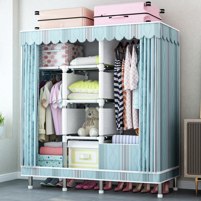 Contemporary Home Wardrobe Armoire Steel Frame Wardrobe with Shelves