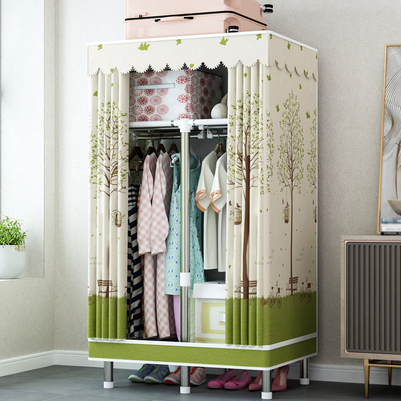 Contemporary Home Wardrobe Armoire Steel Frame Wardrobe with Shelves