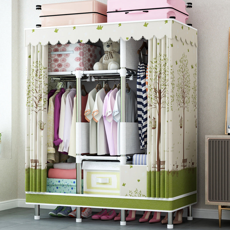 Contemporary Home Wardrobe Armoire Steel Frame Wardrobe with Shelves