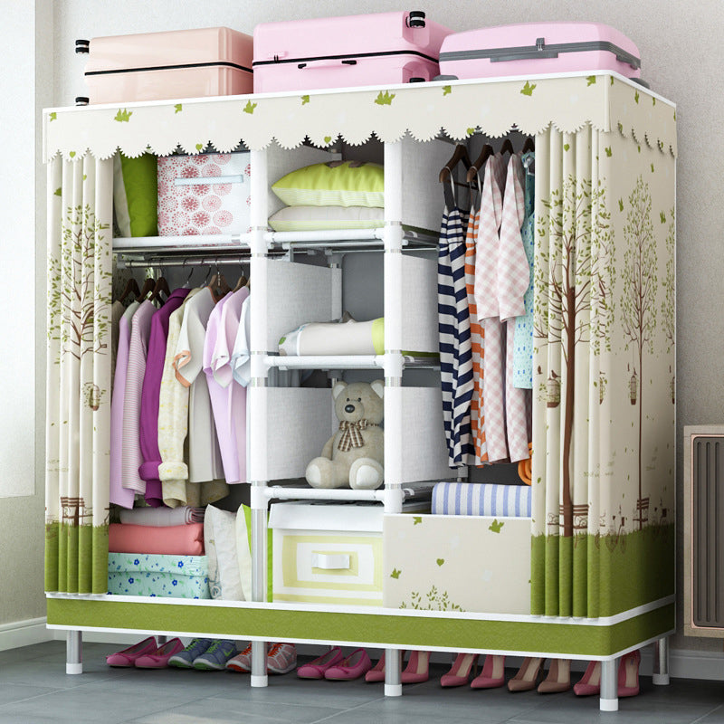 Contemporary Home Wardrobe Armoire Steel Frame Wardrobe with Shelves