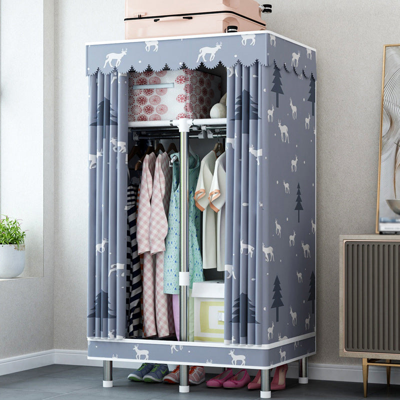 Contemporary Home Wardrobe Armoire Steel Frame Wardrobe with Shelves