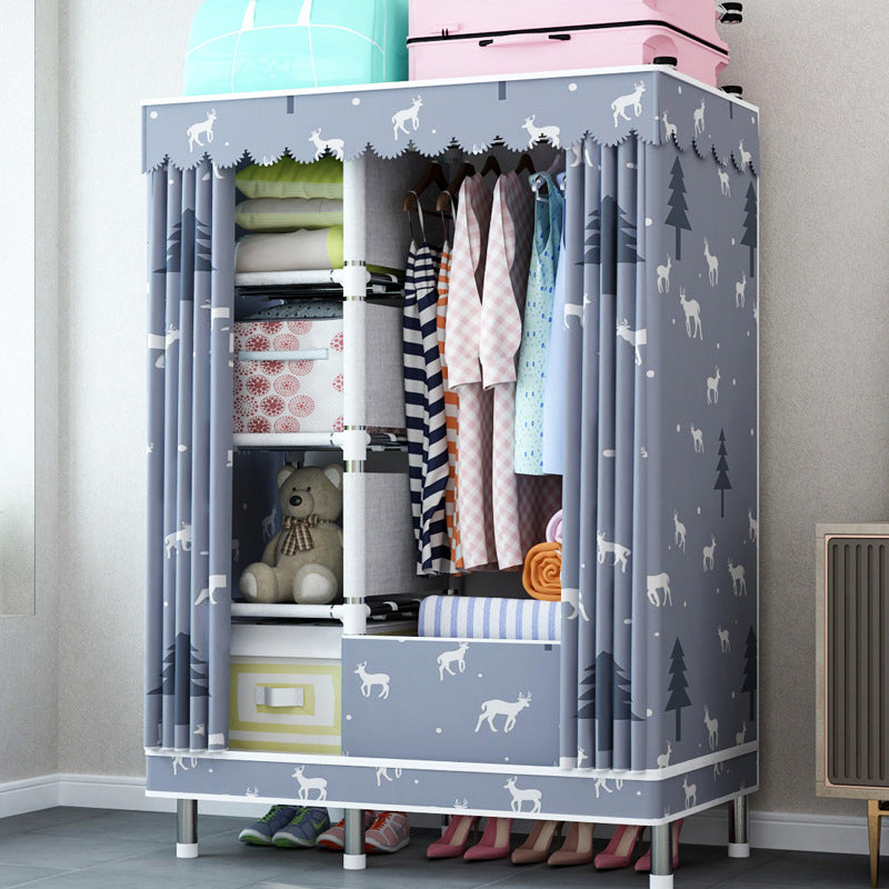 Contemporary Home Wardrobe Armoire Steel Frame Wardrobe with Shelves