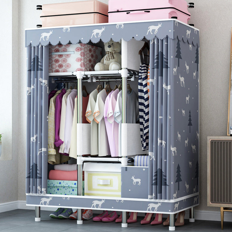 Contemporary Home Wardrobe Armoire Steel Frame Wardrobe with Shelves