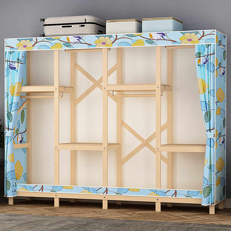 Contemporary Style Wardrobe Solid Wood 1-Door Wardrobe Closet for Bedroom