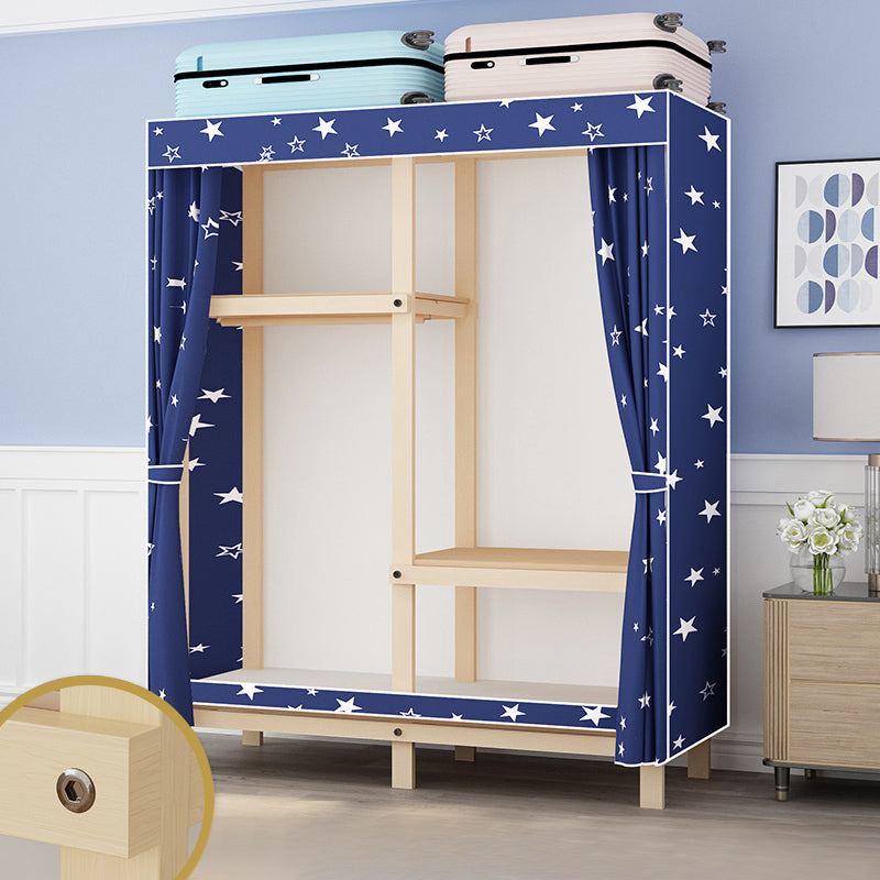 Contemporary Style Wardrobe Solid Wood 1-Door Wardrobe Closet for Bedroom