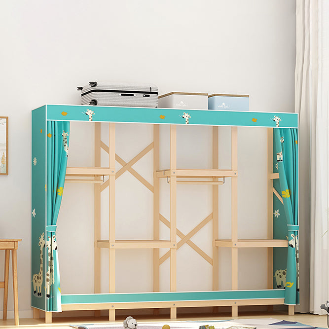 Contemporary Style Wardrobe Solid Wood 1-Door Wardrobe Closet for Bedroom