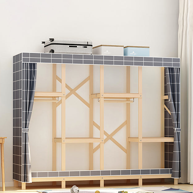 Contemporary Style Wardrobe Solid Wood 1-Door Wardrobe Closet for Bedroom