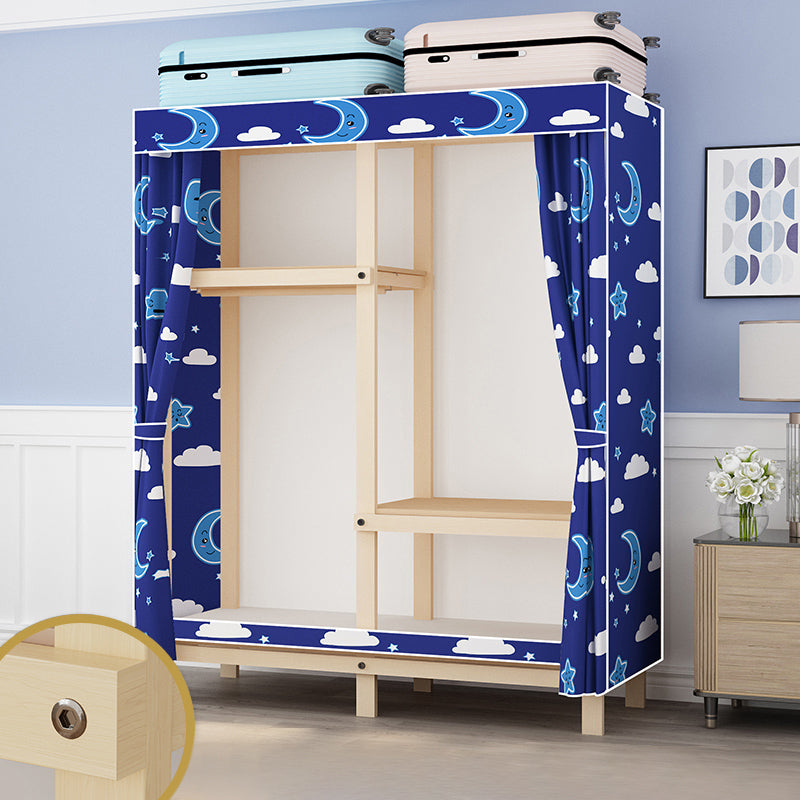 Contemporary Style Wardrobe Solid Wood 1-Door Wardrobe Closet for Bedroom