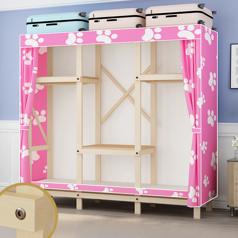 Contemporary Style Wardrobe Solid Wood 1-Door Wardrobe Closet for Bedroom