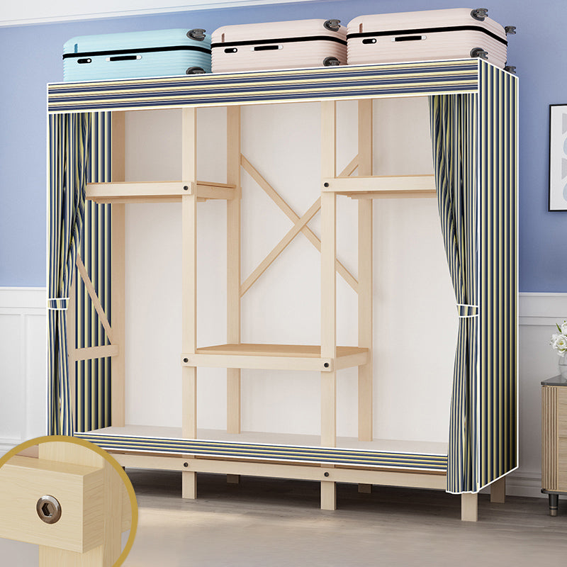 Contemporary Style Wardrobe Solid Wood 1-Door Wardrobe Closet for Bedroom