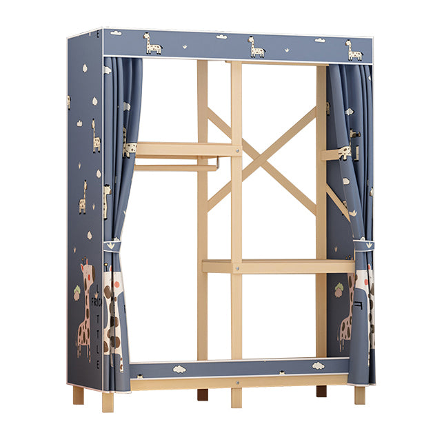 Contemporary Style Wardrobe Solid Wood 1-Door Wardrobe Closet for Bedroom