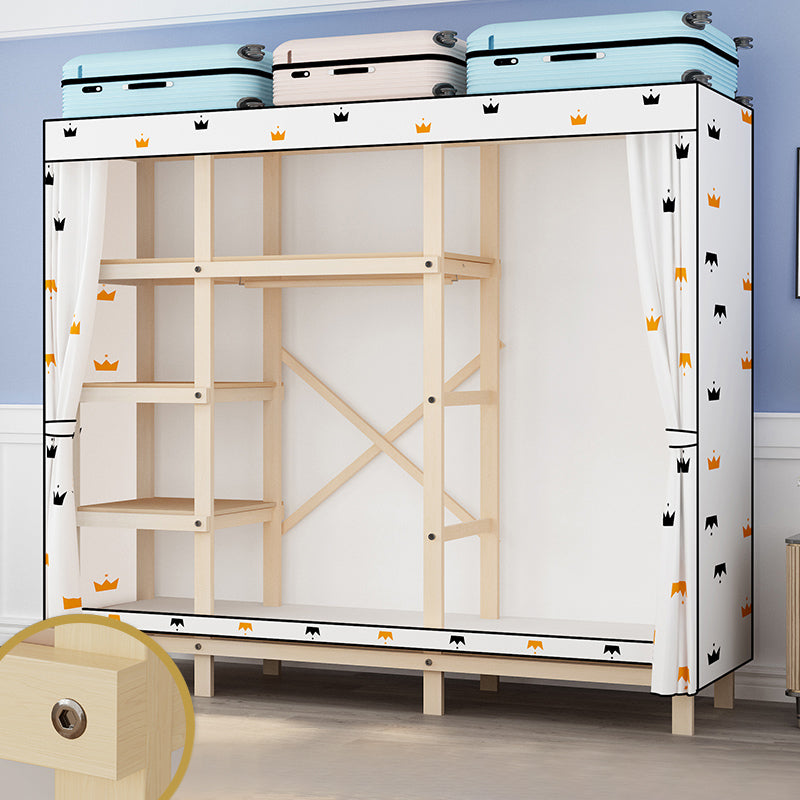 Contemporary Style Wardrobe Solid Wood 1-Door Wardrobe Closet for Bedroom