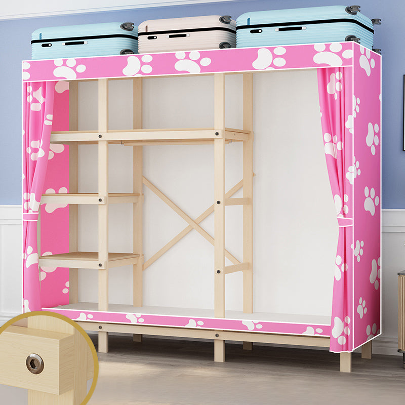 Contemporary Style Wardrobe Solid Wood 1-Door Wardrobe Closet for Bedroom