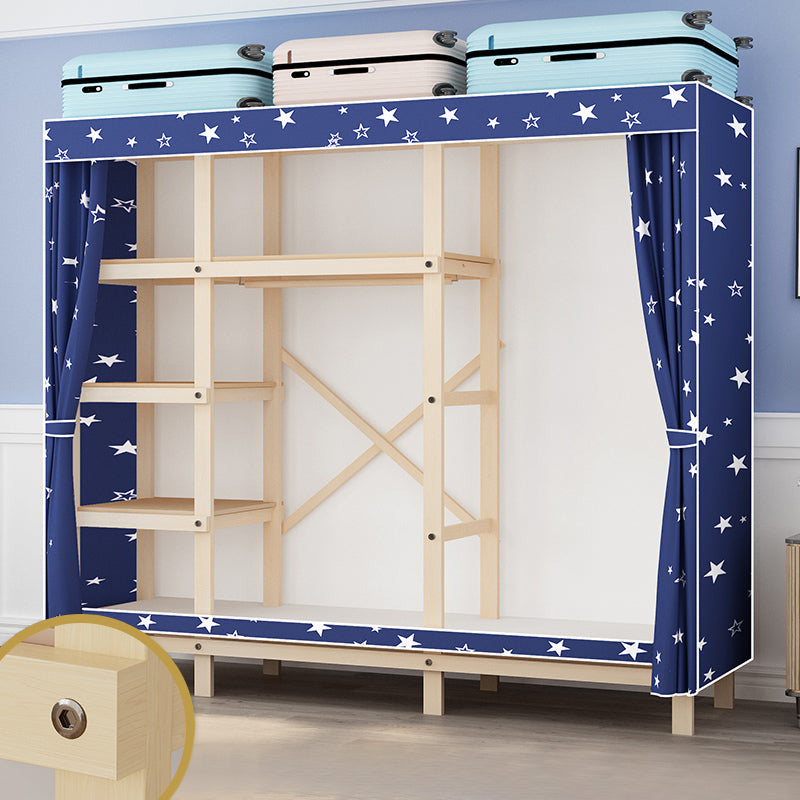 Contemporary Style Wardrobe Solid Wood 1-Door Wardrobe Closet for Bedroom