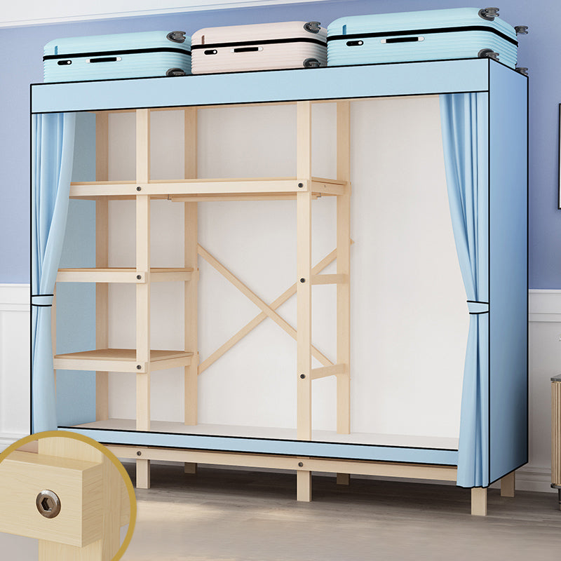 Contemporary Style Wardrobe Solid Wood 1-Door Wardrobe Closet for Bedroom