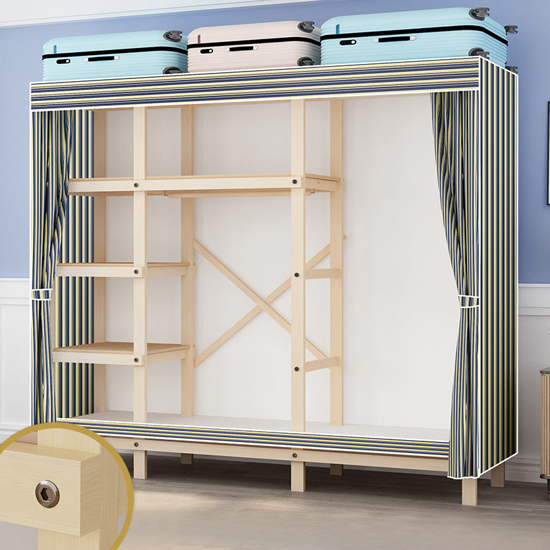 Contemporary Style Wardrobe Solid Wood 1-Door Wardrobe Closet for Bedroom