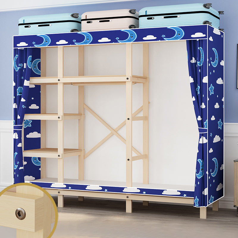 Contemporary Style Wardrobe Solid Wood 1-Door Wardrobe Closet for Bedroom