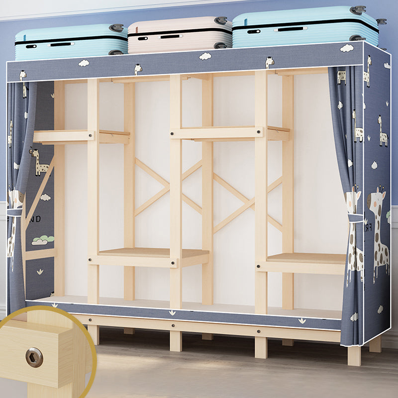 Contemporary Style Wardrobe Solid Wood 1-Door Wardrobe Closet for Bedroom