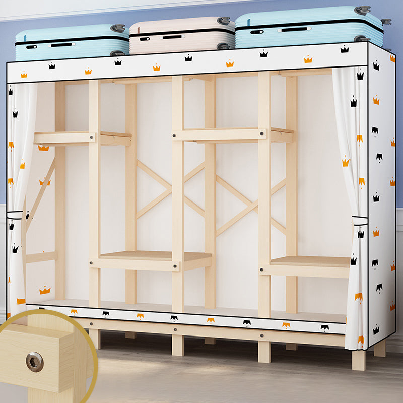 Contemporary Style Wardrobe Solid Wood 1-Door Wardrobe Closet for Bedroom