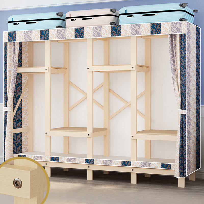 Contemporary Style Wardrobe Solid Wood 1-Door Wardrobe Closet for Bedroom