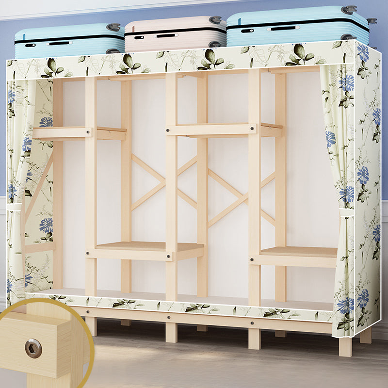 Contemporary Style Wardrobe Solid Wood 1-Door Wardrobe Closet for Bedroom