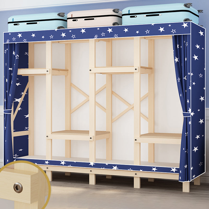 Contemporary Style Wardrobe Solid Wood 1-Door Wardrobe Closet for Bedroom