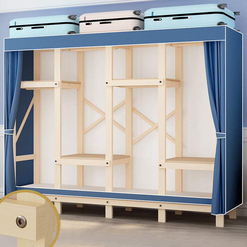 Contemporary Style Wardrobe Solid Wood 1-Door Wardrobe Closet for Bedroom