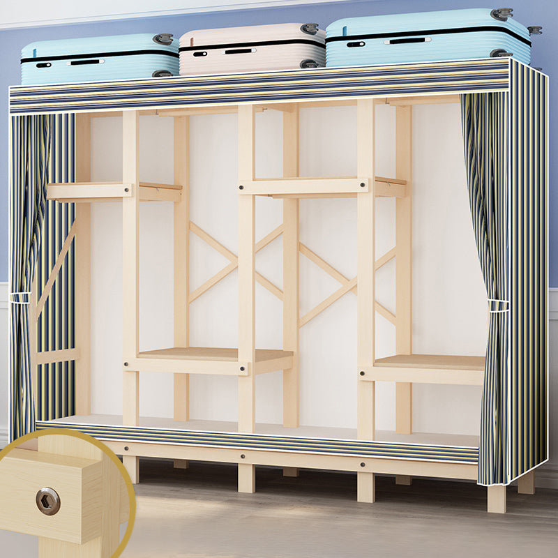 Contemporary Style Wardrobe Solid Wood 1-Door Wardrobe Closet for Bedroom