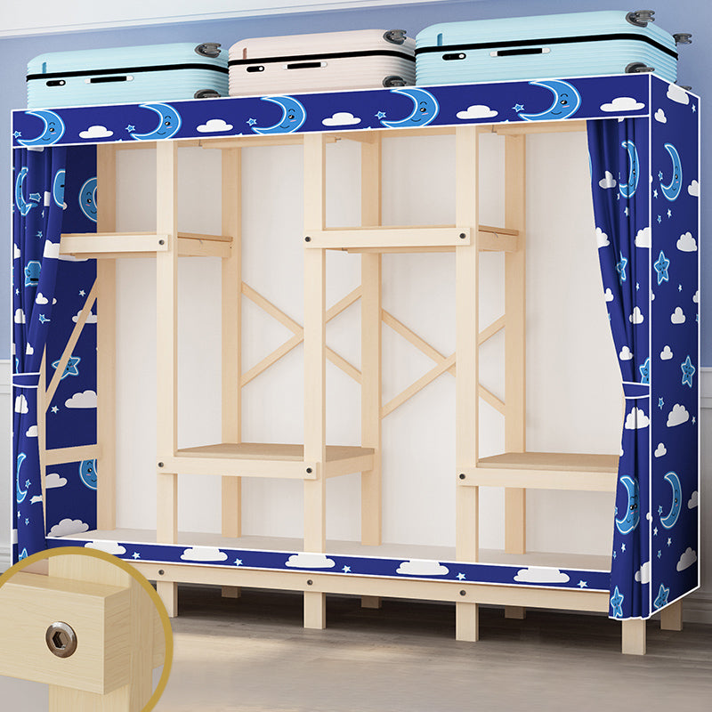 Contemporary Style Wardrobe Solid Wood 1-Door Wardrobe Closet for Bedroom