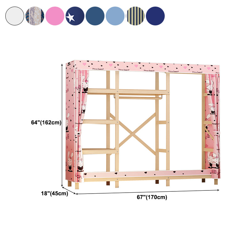 Contemporary Style Wardrobe Solid Wood 1-Door Wardrobe Closet for Bedroom