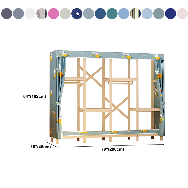 Contemporary Style Wardrobe Solid Wood 1-Door Wardrobe Closet for Bedroom