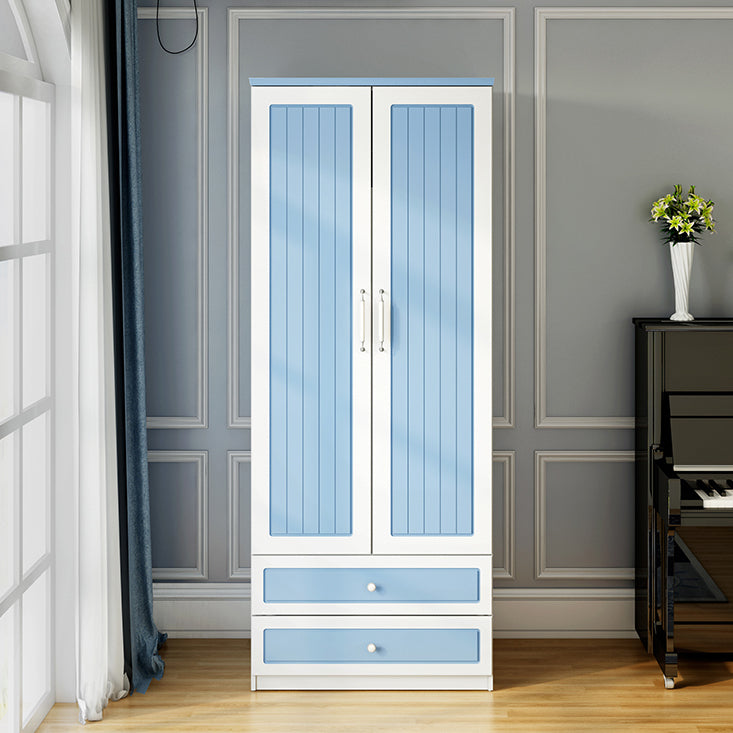 Contemporary Style Wardrobe Wood 2-Drawer Wardrobe Closet for Bedroom