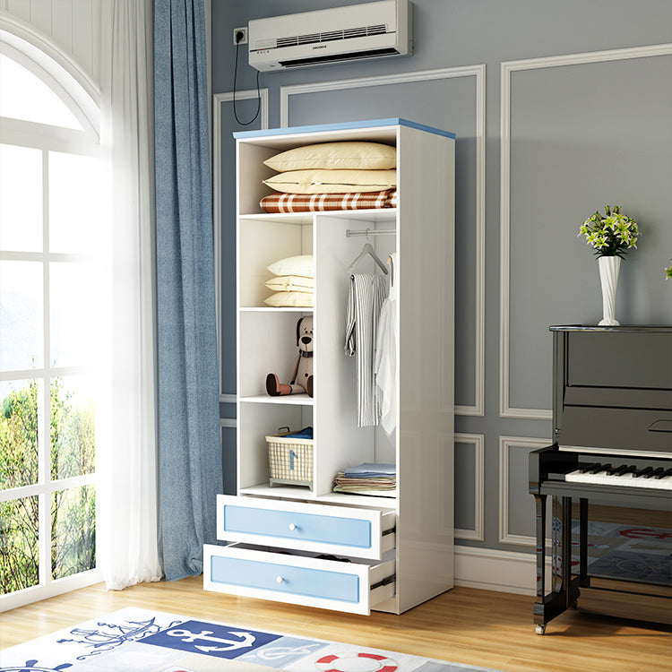 Contemporary Style Wardrobe Wood 2-Drawer Wardrobe Closet for Bedroom