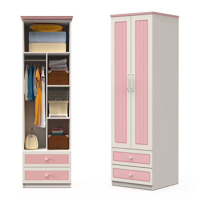 Contemporary Style Wardrobe Wood 2-Drawer Wardrobe Closet for Bedroom