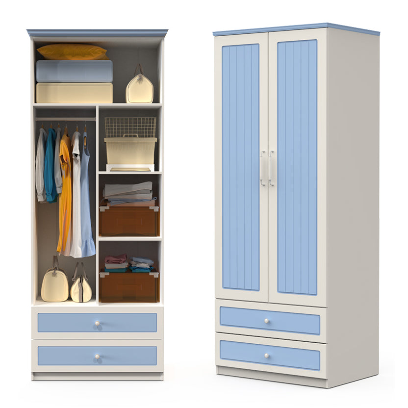 Contemporary Style Wardrobe Wood 2-Drawer Wardrobe Closet for Bedroom