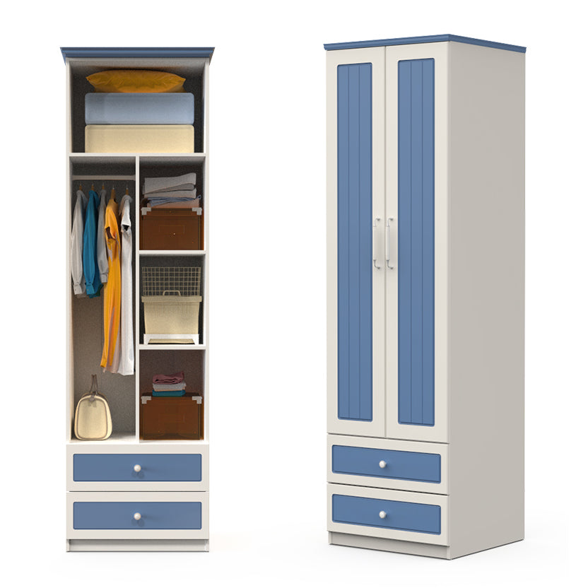 Contemporary Style Wardrobe Wood 2-Drawer Wardrobe Closet for Bedroom
