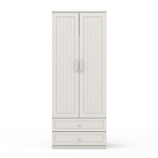 Contemporary Style Wardrobe Wood 2-Drawer Wardrobe Closet for Bedroom