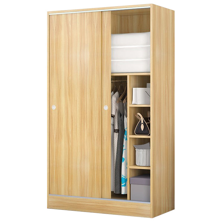 Contemporary Style Wardrobe Wood 2 Doors Wardrobe Closet for Bedroom