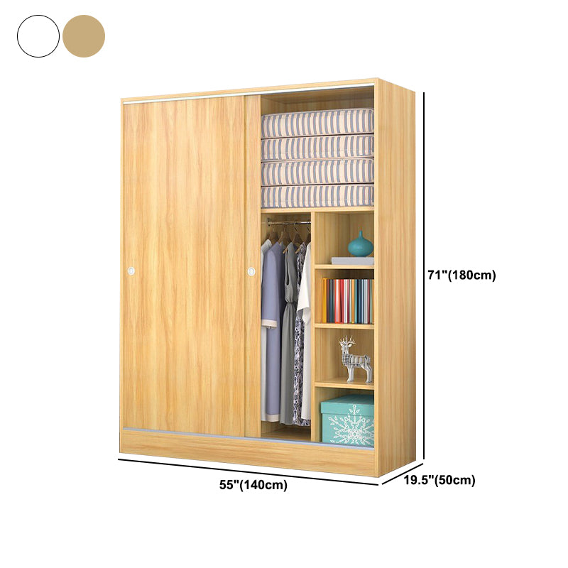 Contemporary Style Wardrobe Wood 2 Doors Wardrobe Closet for Bedroom
