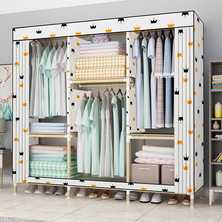 Modern Style Wardrobe Solid Wood 1-Door Wardrobe Closet for Bedroom