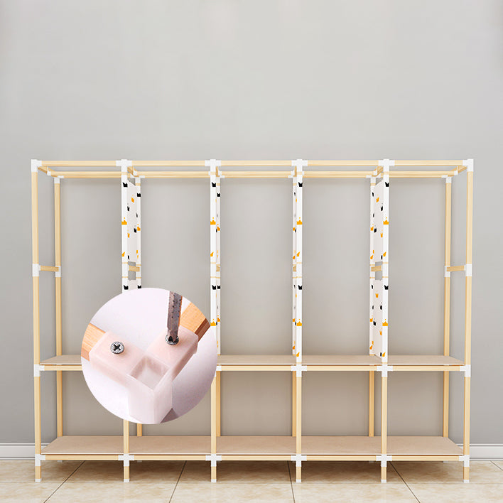 Modern Style Wardrobe Solid Wood 1-Door Wardrobe Closet for Bedroom