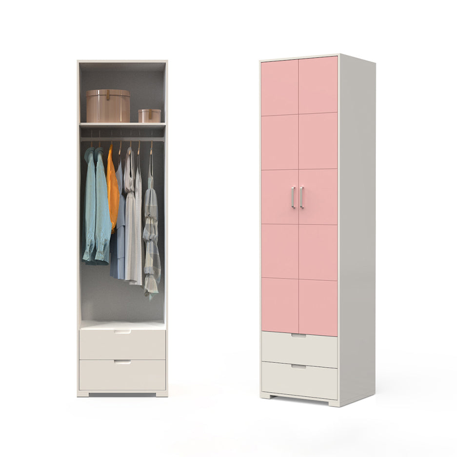 Contemporary Wardrobe Wood Bedroom Wardrobe Closet with 2 Drawers
