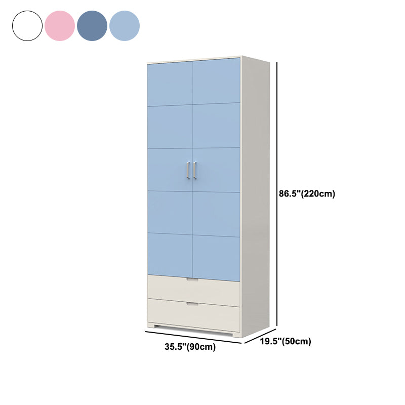 Contemporary Wardrobe Wood Bedroom Wardrobe Closet with 2 Drawers